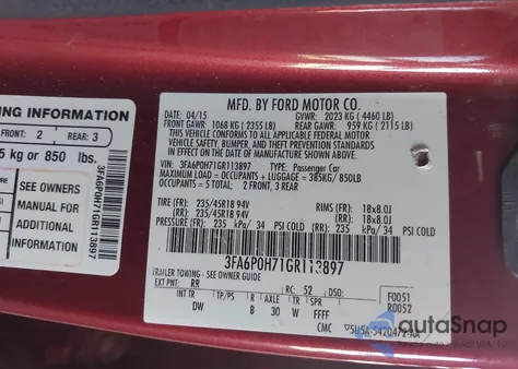 2016 Ford Fusion Se из США, поврежденный, VIN 3FA6P0H71GR113897